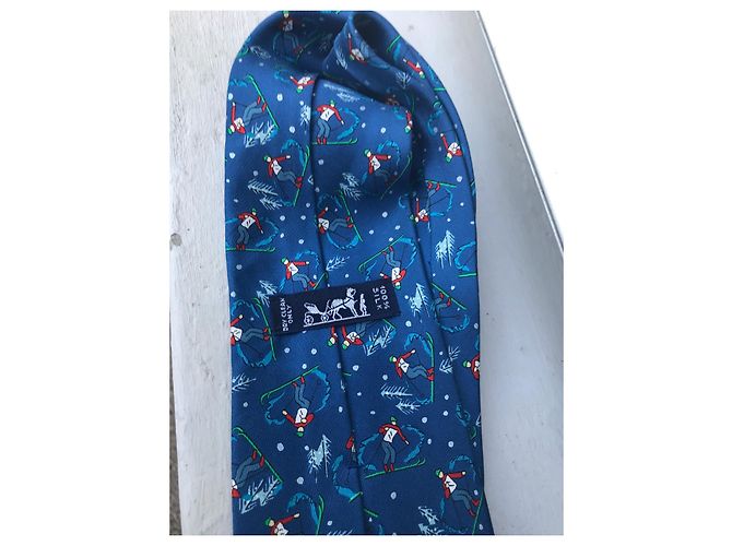 Hermès Silk Tie Blue The Skier - view 4