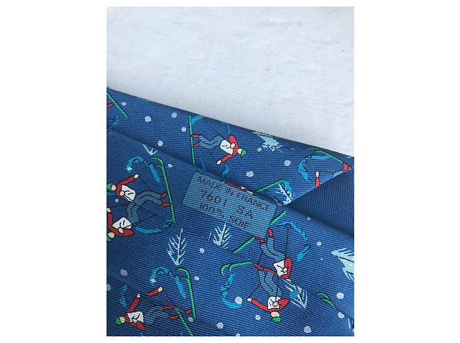 Hermès Silk Tie Blue The Skier - view 5