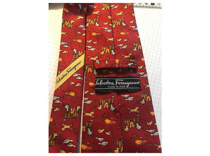 Cravatta Salvatore Ferragamo in seta rossa The Farm Rosso - vista 2