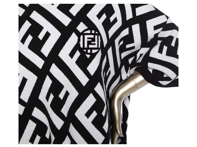 Fendi oversize suéter poncho FF logo negro blanco - vista 5