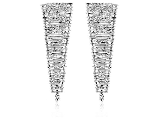 H Stern H. Boucles d'oreilles Stern Filaments en or et diamants - vue 2