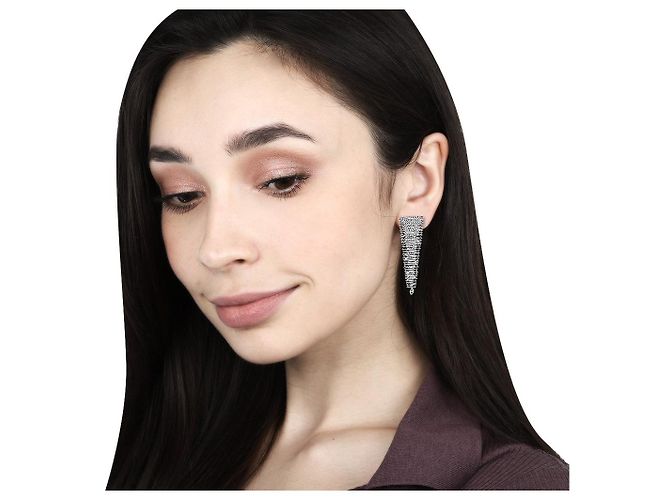 H Stern H. Boucles d'oreilles Stern Filaments en or et diamants - vue 3