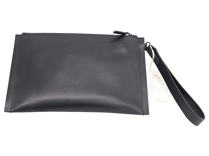Pochette Brunello Cucinelli Logo Stamp in Pelle Nera - vista 4