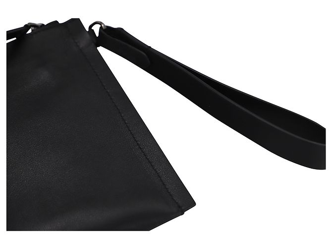 Pochette Brunello Cucinelli Logo Stamp in Pelle Nera - vista 5