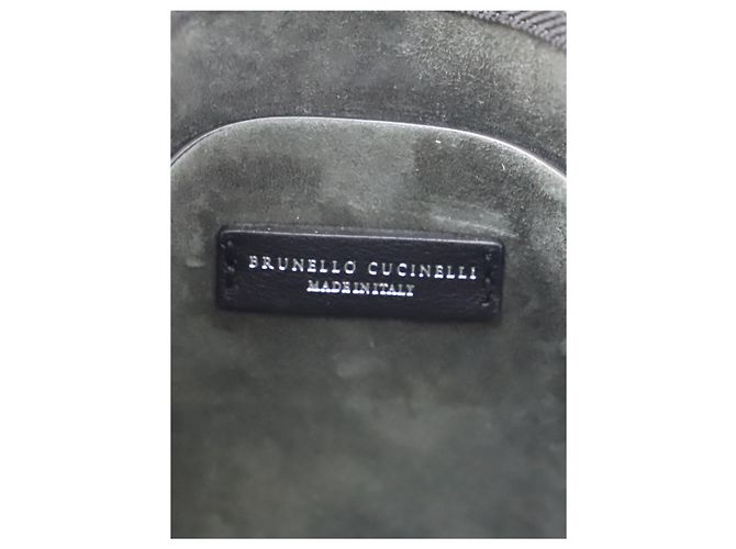 Pochette Brunello Cucinelli Logo Stamp in Pelle Nera - vista 9