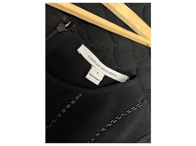 Vestido de cóctel negro Diane Von Furstenberg de algodón con perlas - vista 8