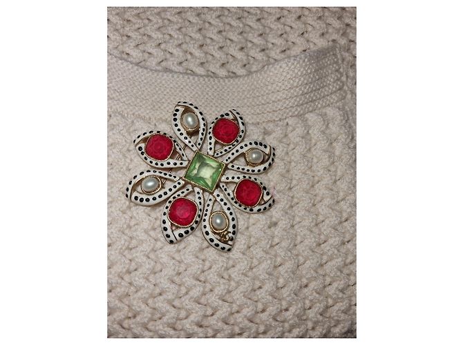 Große außergewöhnliche CHANEL Metall-Emaille-Brosche mit Strassperlen Mehrfarben - Ansicht 2