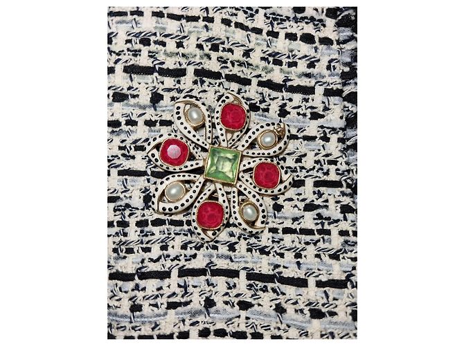 Große außergewöhnliche CHANEL Metall-Emaille-Brosche mit Strassperlen Mehrfarben - Ansicht 3