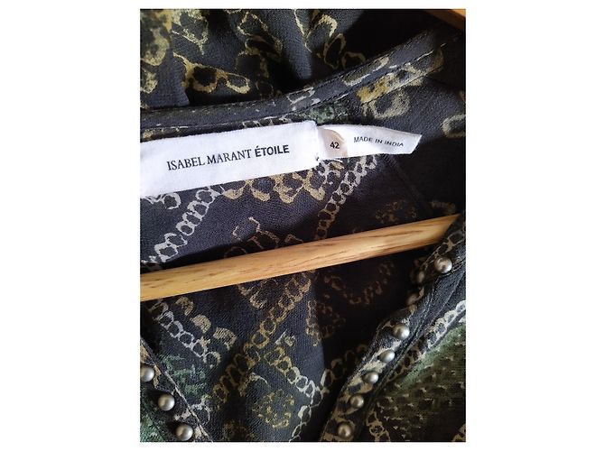 Camicetta in seta Isabel Marant Etoile Khaki Cachi - vista 3