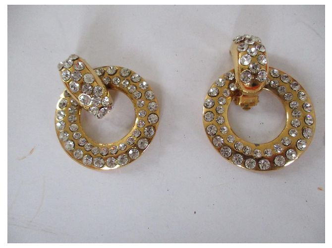 Chanel Teilbare vergoldete & Strass-Clips. Golden - Ansicht 3