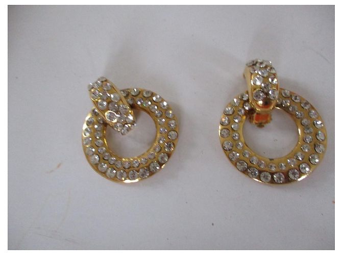 Chanel Teilbare vergoldete & Strass-Clips. Golden - Ansicht 4