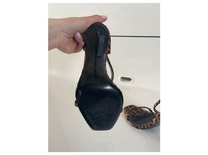 Sandali Yves Saint Laurent Opyum Leopardati in Pelle e Pelliccia Stampa leopardo - vista 5