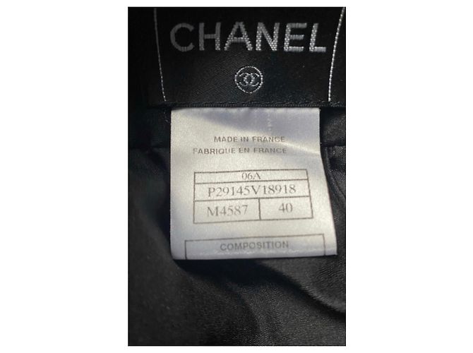 Cambon Giacca Chanel in tweed nero e oro D'oro - vista 3