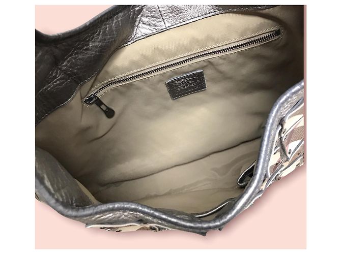 Burberry Brown Supernova Check Warrior Bolsa de ombro de lona quebrada Várias cores Bege - vista 10