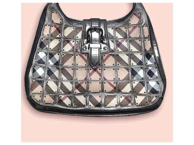 Burberry Brown Supernova Check Warrior Bolsa de ombro de lona quebrada Várias cores Bege - vista 2