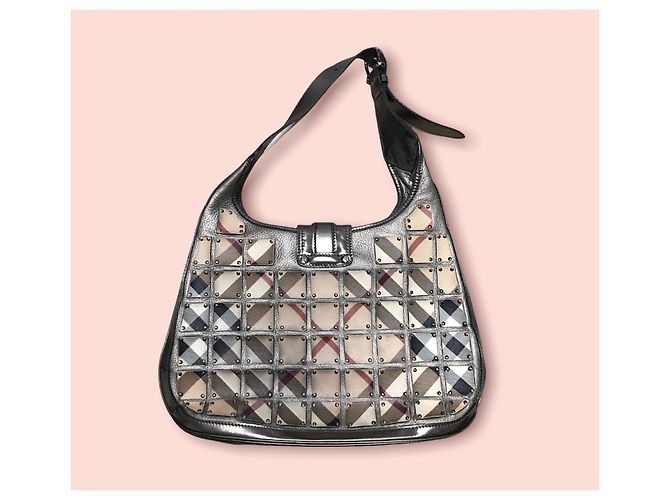 Burberry Brown Supernova Check Warrior Bolsa de ombro de lona quebrada Várias cores Bege - vista 3