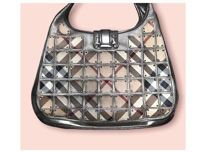 Burberry Brown Supernova Check Warrior Bolsa de ombro de lona quebrada Várias cores Bege - vista 4