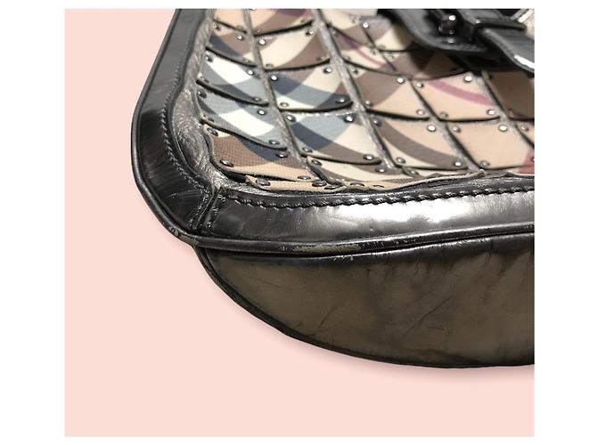 Burberry Brown Supernova Check Warrior Bolsa de ombro de lona quebrada Várias cores Bege - vista 5