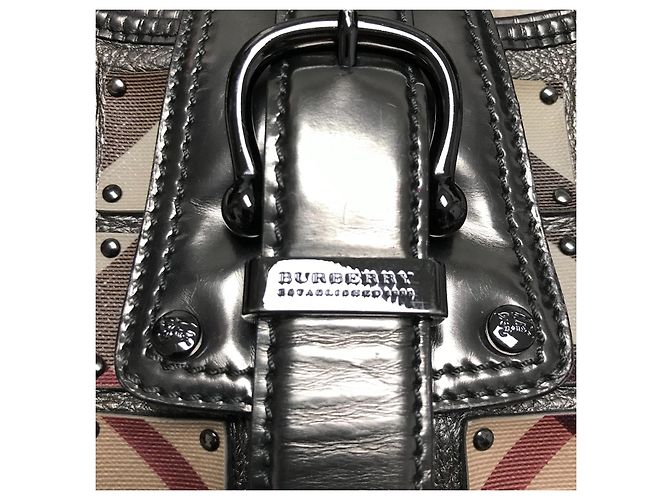 Burberry Brown Supernova Check Warrior Bolsa de ombro de lona quebrada Várias cores Bege - vista 7