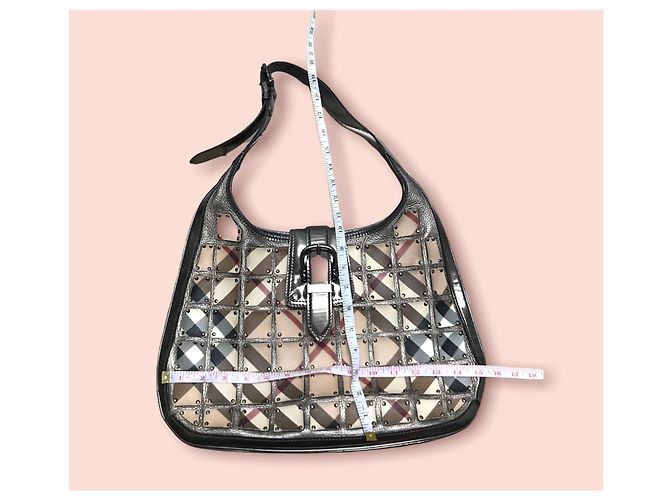 Burberry Brown Supernova Check Warrior Bolsa de ombro de lona quebrada Várias cores Bege - vista 9