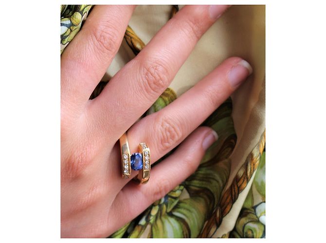Autre Marque Anello in oro giallo e zaffiro con diamanti D'oro - vista 5