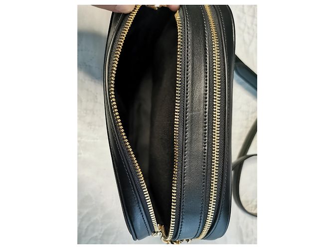 Borsa a tracolla Coach in tela e pelle nera e marrone oro Nero Marrone scuro Gold hardware - vista 16