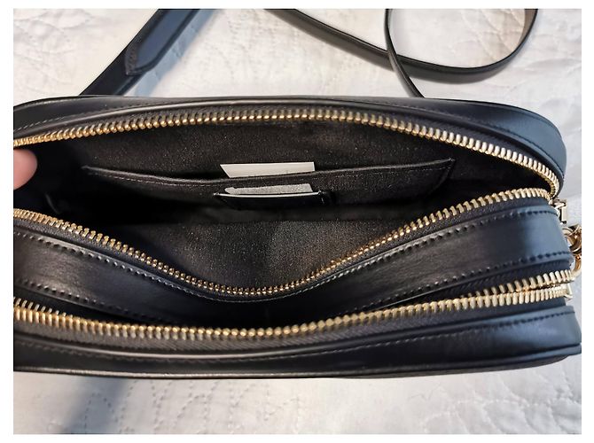 Borsa a tracolla Coach in tela e pelle nera e marrone oro Nero Marrone scuro Gold hardware - vista 18