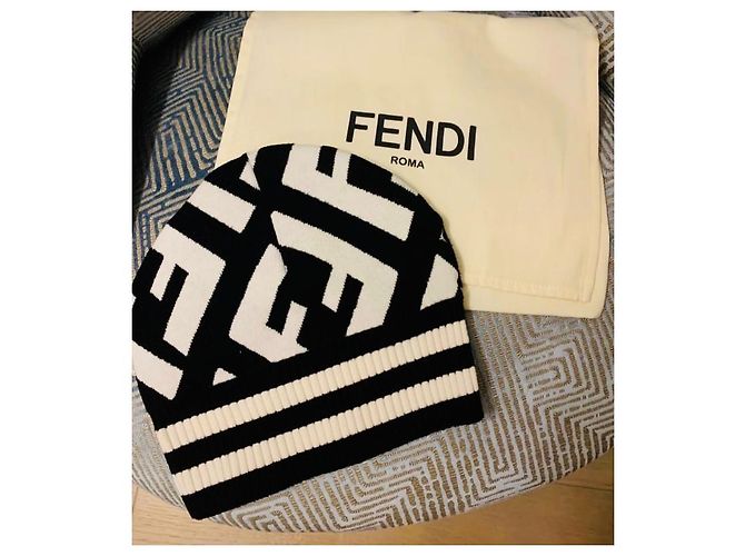 Fendi FF Mütze schwarz weiß Unisex Einheitsgröße - Ansicht 2