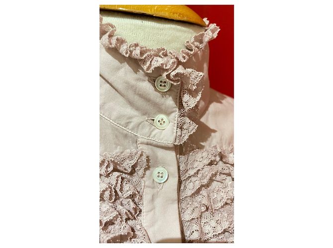 Autre Marque Liverny Bluse Parma Rosa Baumwolle mit Spitze Pink - Ansicht 5