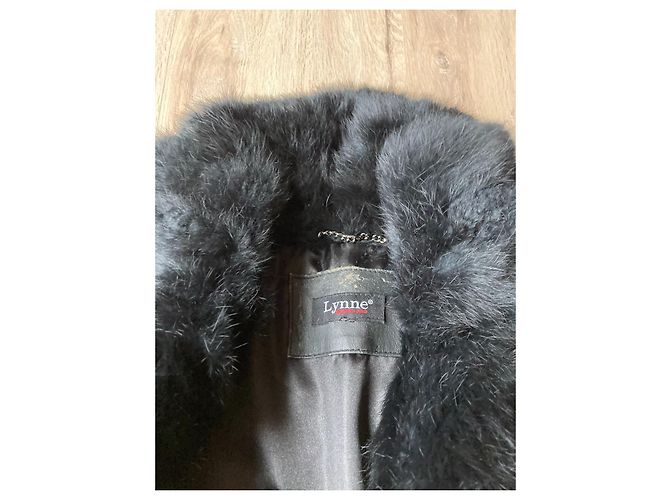 Autre Marque Abrigo de conejo y piel negro Talla 36 - vista 2