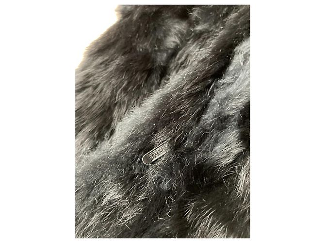 Autre Marque Abrigo de conejo y piel negro Talla 36 - vista 5