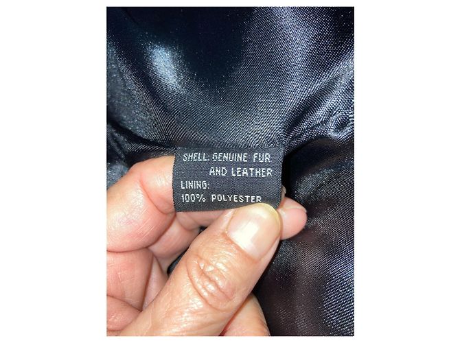 Autre Marque Abrigo de conejo y piel negro Talla 36 - vista 6