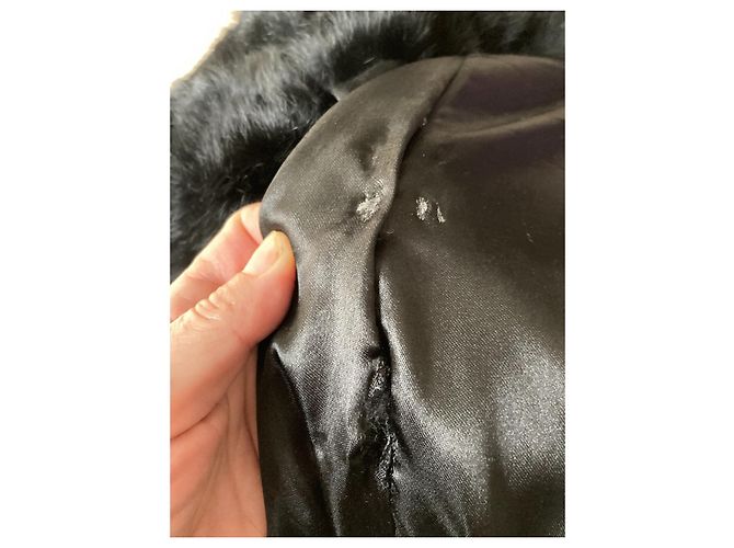 Autre Marque Abrigo de conejo y piel negro Talla 36 - vista 7
