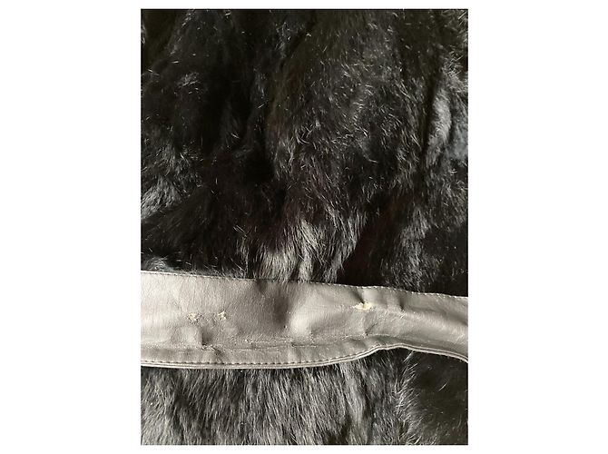 Autre Marque Abrigo de conejo y piel negro Talla 36 - vista 9