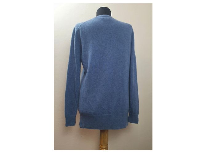 Suéter de cashmere azul com decote em V Massimo Dutti - vista 3