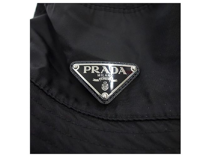 [Used]  Prada / PRADA Triangle Logo Plate Nylon Bucket Hat Size Unisex L Black Rank C 52a22 - view 4