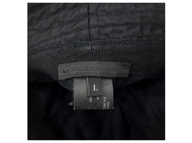 [Used]  Prada / PRADA Triangle Logo Plate Nylon Bucket Hat Size Unisex L Black Rank C 52a22 - view 5