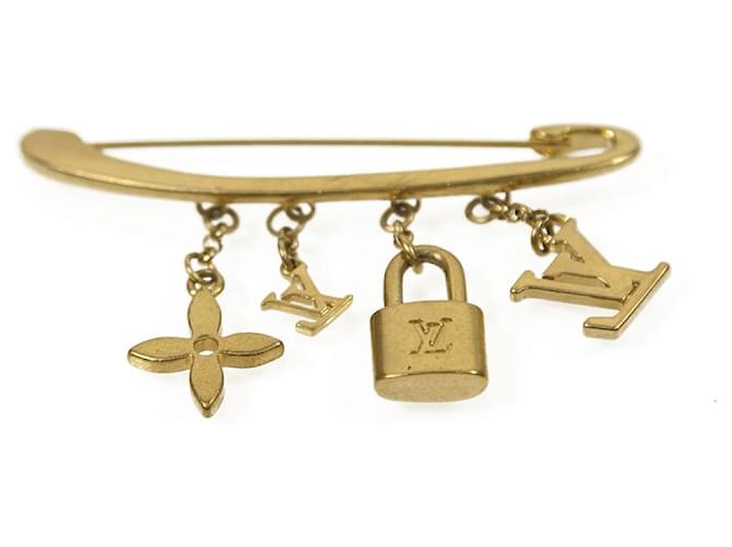 Louis Vuitton Iconic Padlock & Key LV Logo Charms Dangle Brooch Safety