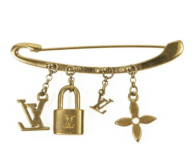 Lucchetto e chiave iconici Louis Vuitton con logo LV Charms con spilla da balia Gold hardware - vista 2