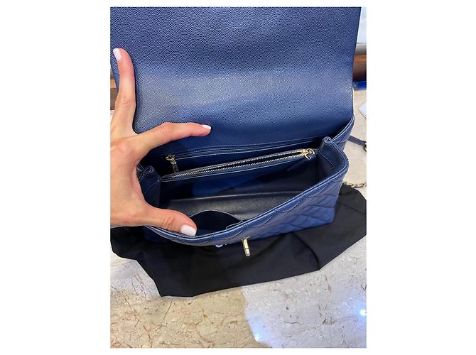 Autre Marque Borsa Chanel Coco Handle Flap Blu Navy Pelle Lizard - vista 3