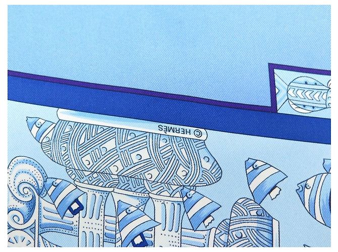 Hermès HERMES GATHERING OCEANE SCARF DE ANNIE FAIVRE EM LENÇO DE SEDA AZUL - vista 5