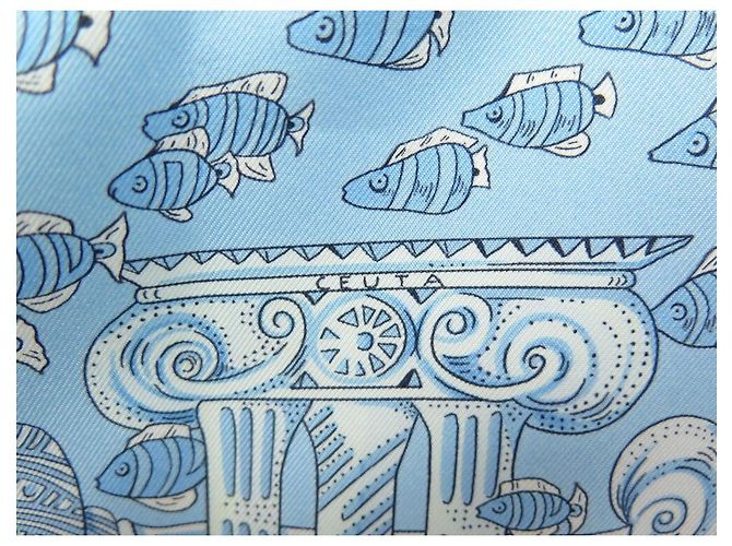 Hermès HERMES GATHERING OCEANE SCARF DE ANNIE FAIVRE EM LENÇO DE SEDA AZUL - vista 7