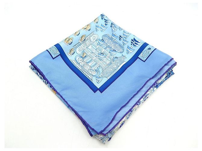 Hermès HERMES GATHERING OCEANE SCARF DE ANNIE FAIVRE EM LENÇO DE SEDA AZUL - vista 8