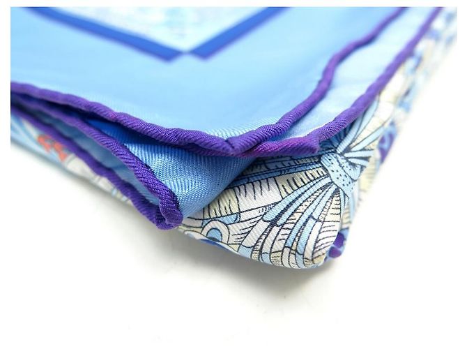 Hermès HERMES GATHERING OCEANE SCARF DE ANNIE FAIVRE EM LENÇO DE SEDA AZUL - vista 9