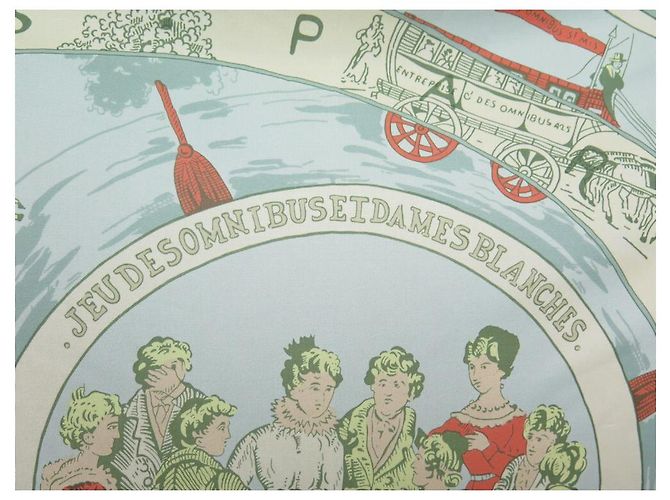 Omnibus Hermès JOGO DE LENÇO HERMES DE ÔNIBUS E BRANCO JERSEY QUADRADO DE SEDA 90 lenço Verde - vista 4