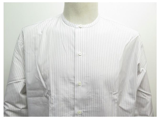 Hermès NUEVA CAMISA HERMES L 41 CAMISA SADDLE ALGODÓN BLANCO RAYAS AZULES - vista 2