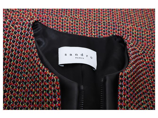 Set blazer e gonna in tweed Sandro Paris in cotone rosso - vista 10