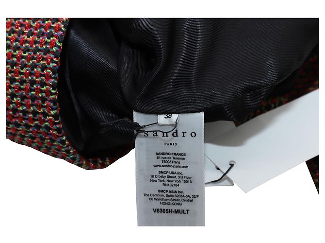 Set blazer e gonna in tweed Sandro Paris in cotone rosso - vista 12