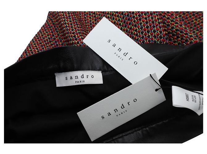 Set blazer e gonna in tweed Sandro Paris in cotone rosso - vista 7