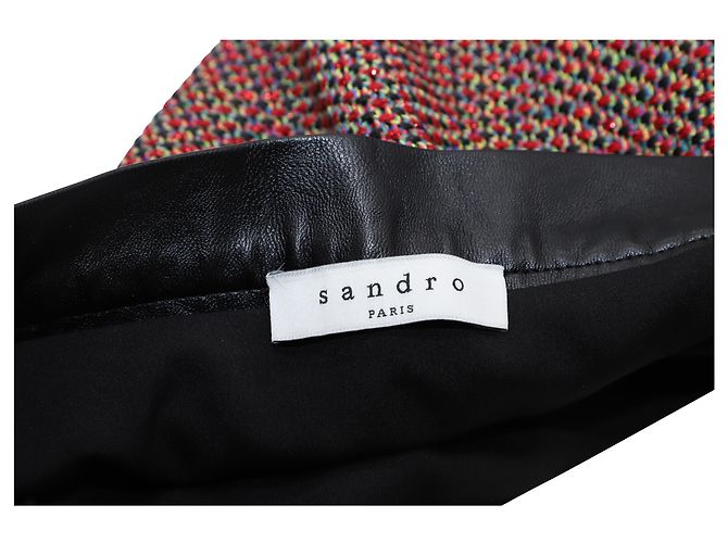Set blazer e gonna in tweed Sandro Paris in cotone rosso - vista 8